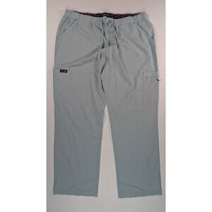 Koi Basics Scrub Pants XL Regular Blue Heather Cargo Drawstring Medical Nursing